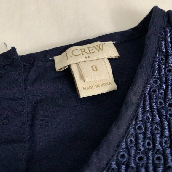 J. Crew—Navy Embroidered Windowpane Sleeveless Top/Tank—Size 0 - Picture 9 of 10